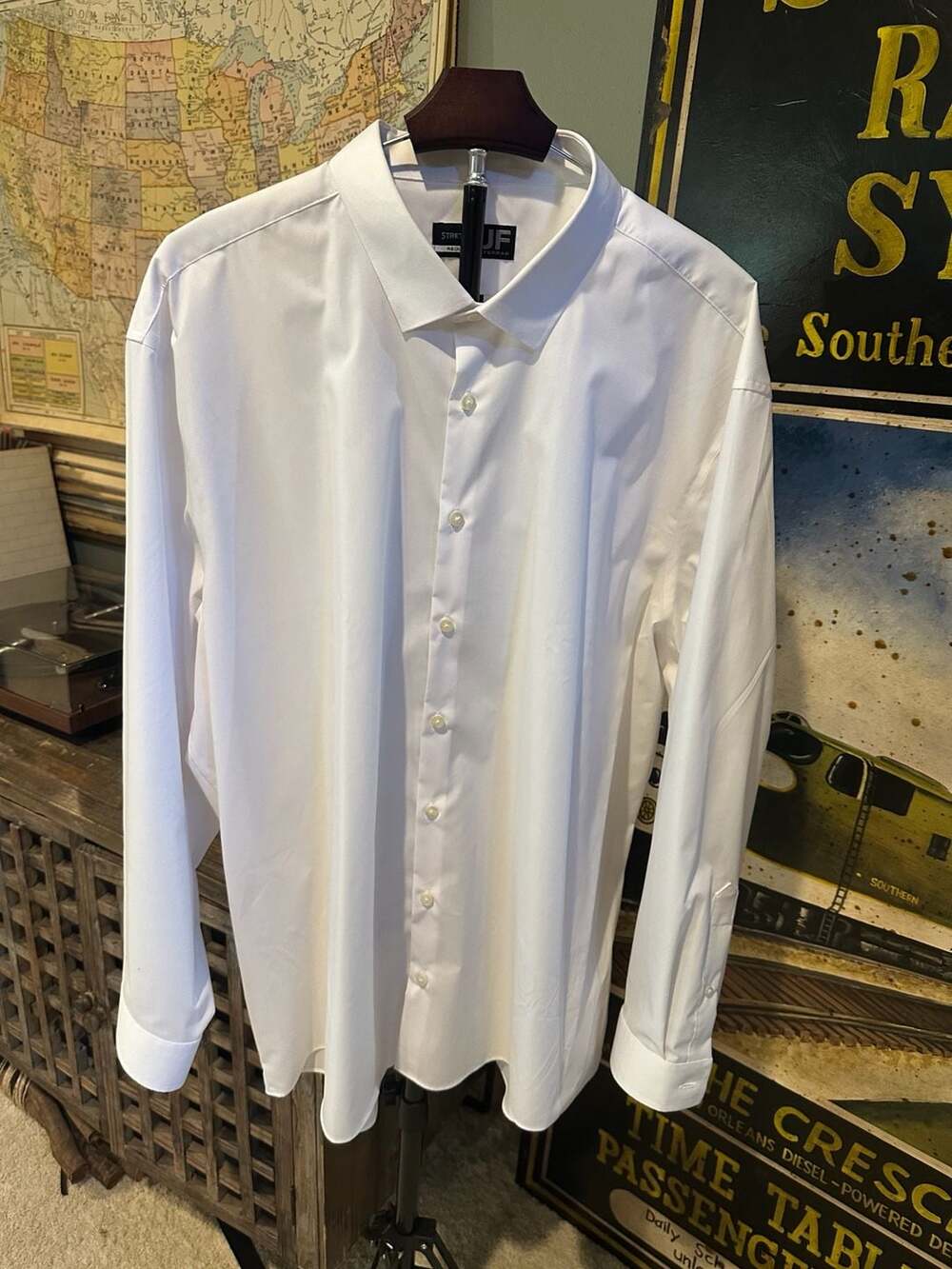 J. Ferrar White Regular Fit Stretch Dress Shirt XXL 18-18.5